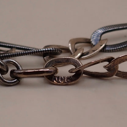 Converted Opera Length 32-Inch Victorian Niello Silver & Rose Gold Vermeil Chain Necklace MB76