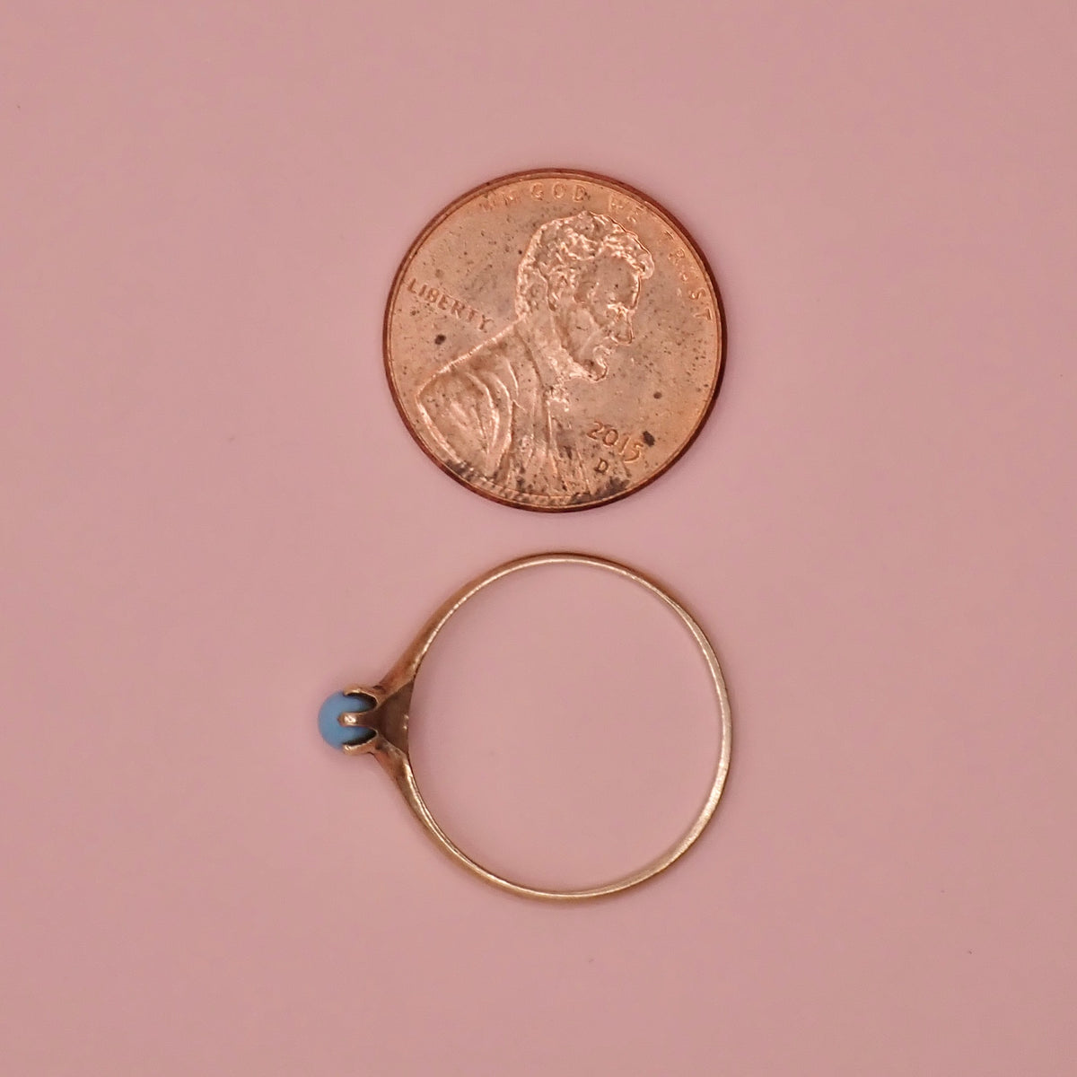 Vintage 10k Warm Gold & Robin's Egg Blue Stacking Ring