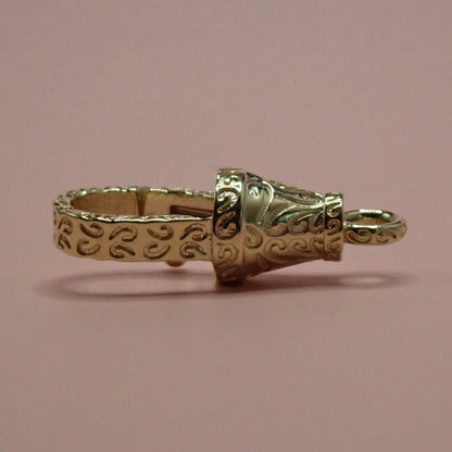 English 9ct Gold Intricately Engraved "Scroll" Dog Clip 24mm