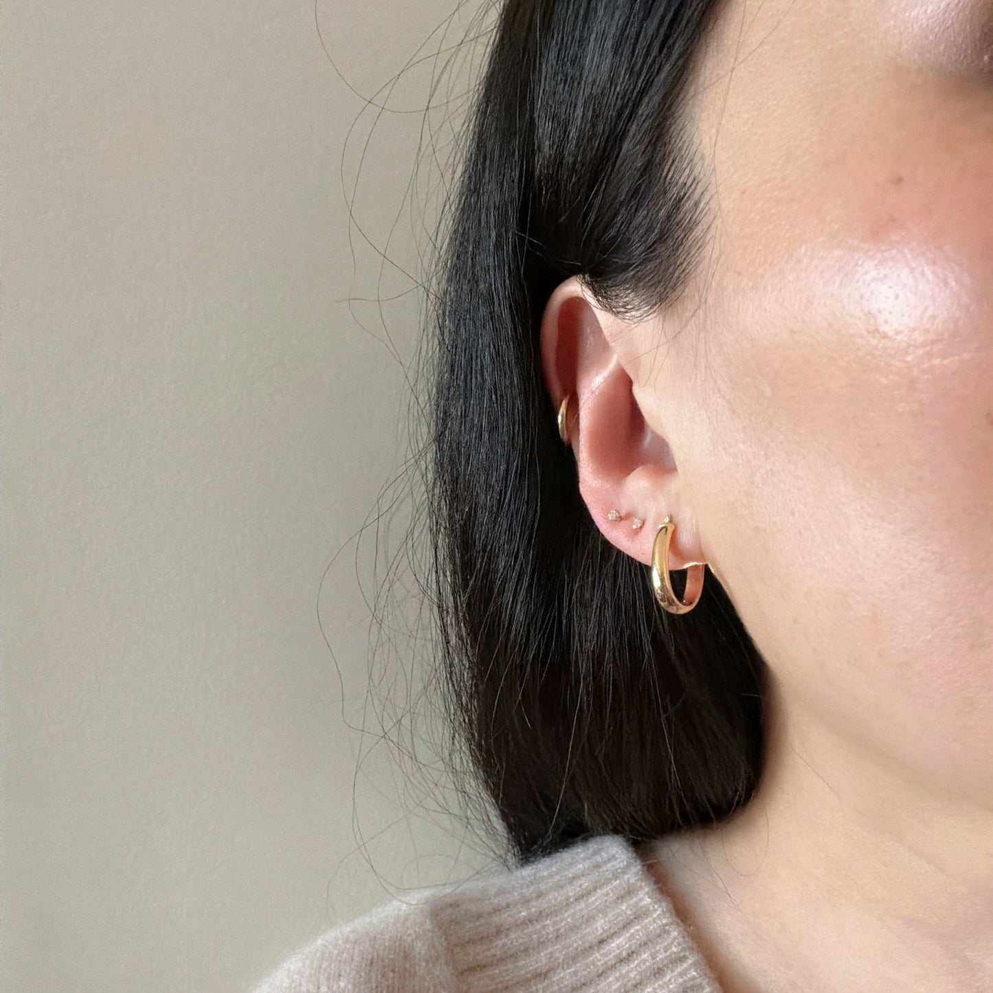PreLoved Solid 14K Yellow Gold Oval "U-Shape" High-Polish Hoop Earrings