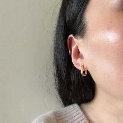 PreLoved Solid 14K Yellow Gold Oval "U-Shape" High-Polish Hoop Earrings