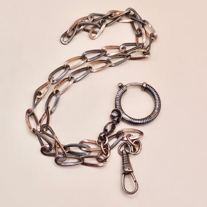 Antique Victorian 9k Rose Gold & Niello Chain Necklace MB89