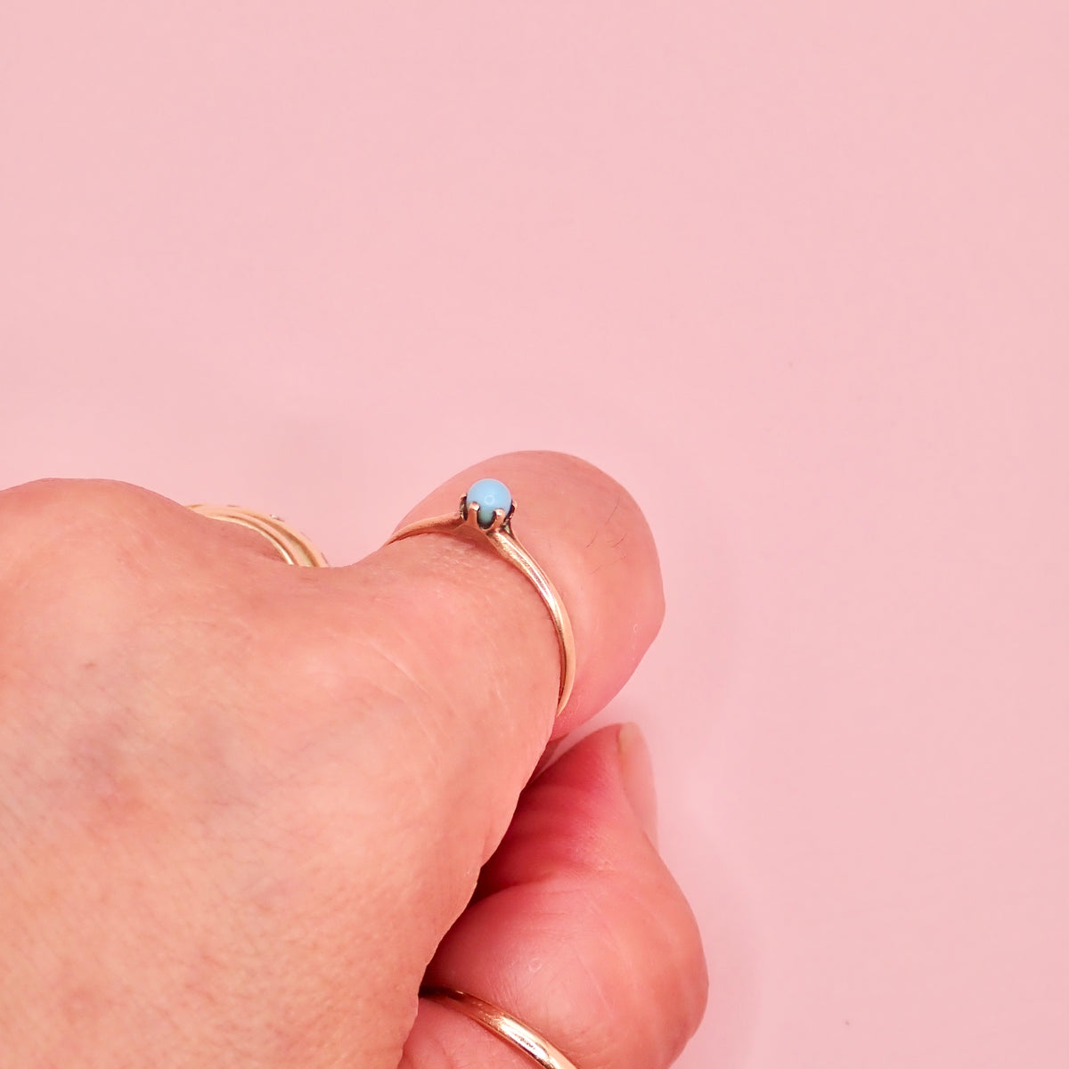 Vintage 10k Warm Gold & Robin's Egg Blue Stacking Ring