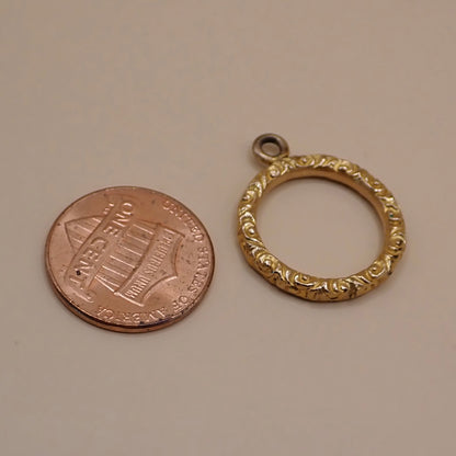 Antique Victorian Chased Scroll “Halo” Ring Finding & Charm