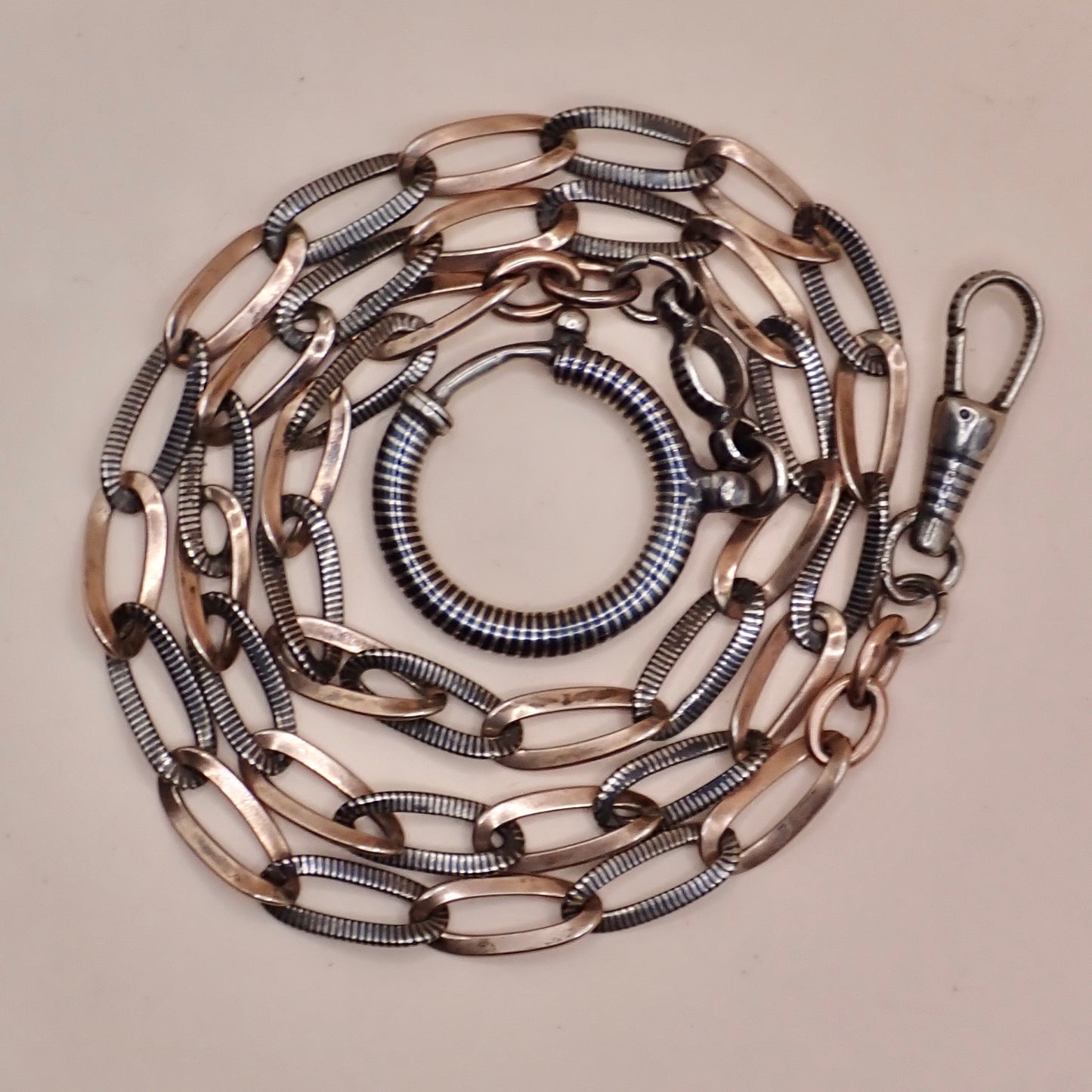 Antique Victorian 9k Rose Gold & Niello Chain Necklace MB89