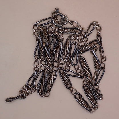 Converted Antique "Grand Sautoir" Victorian Niello & Rose Gold Vermeil Chain Necklace MB87