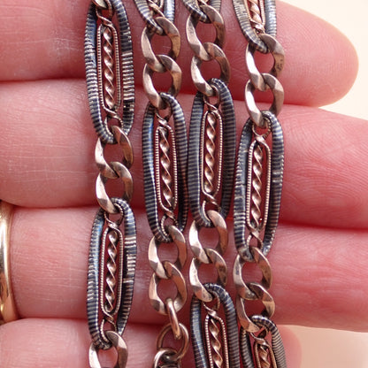 Antique Victorian 12K Rose Gold & "Twisted Vine" Niello Chain Necklace MB88