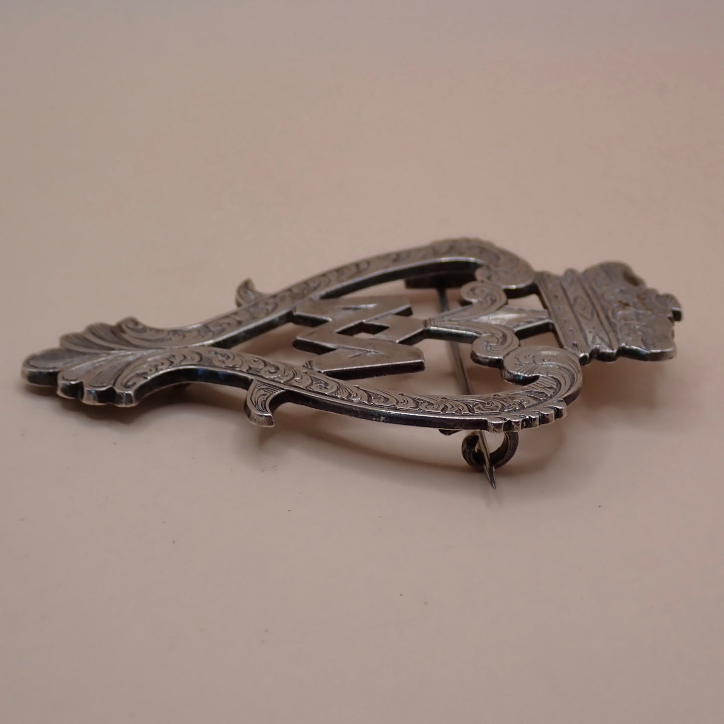 Rare 19th Century Scottish Sterling Silver Crowned Luckenbooth “Grand” Brooch Pin