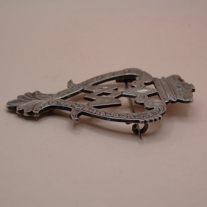 Rare 19th Century Scottish Sterling Silver Crowned Luckenbooth “Grand” Brooch Pin