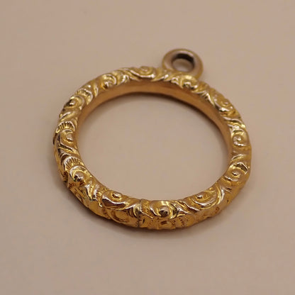 Antique Victorian Chased Scroll “Halo” Ring Finding & Charm