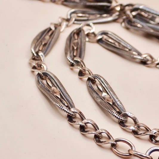 Antique Victorian Niello & Rose Gold 20.5” Long-Length Chain Necklace MB86
