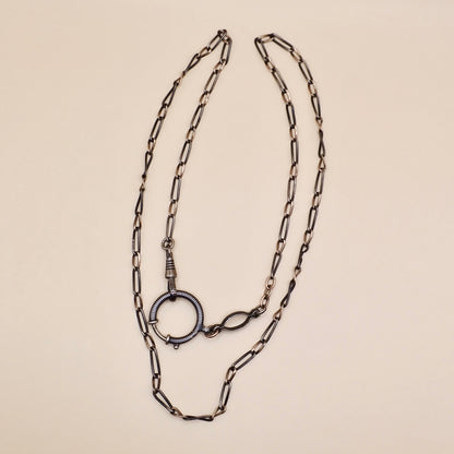 Antique Victorian Niello & Rose Gold Vermeil Chain Necklace MB71