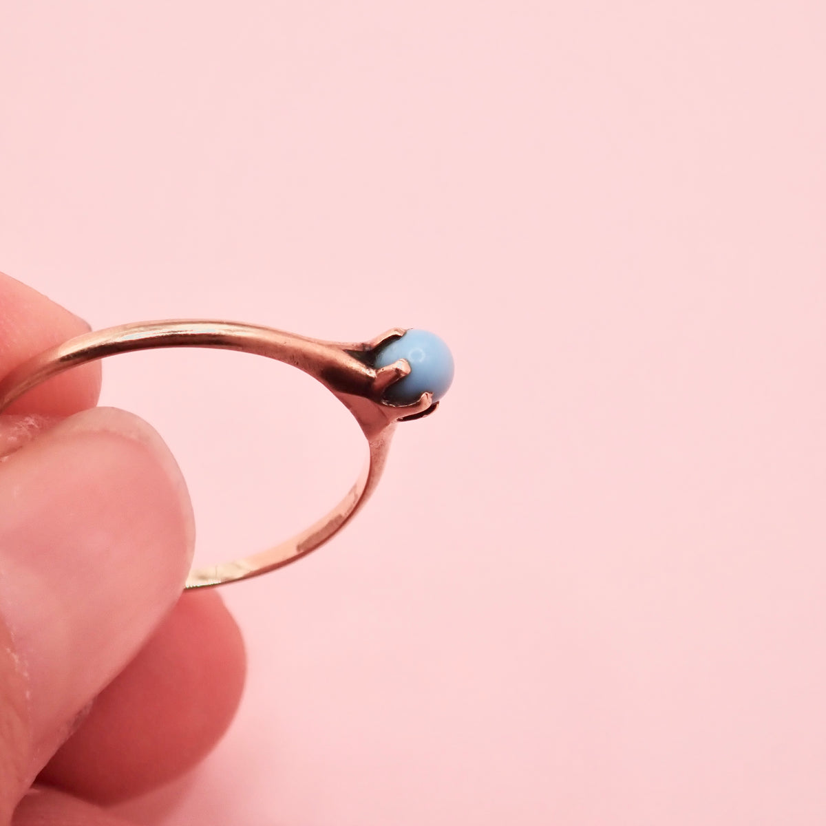 Vintage 10k Warm Gold & Robin's Egg Blue Stacking Ring