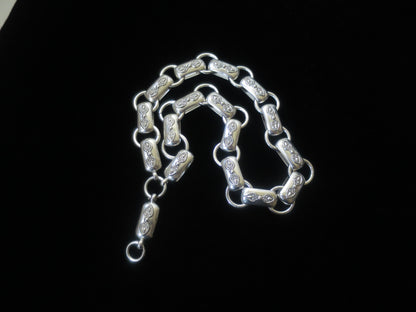 Rare Antique Victorian Sterling Silver "Book Chain" Collar & Extension Necklace