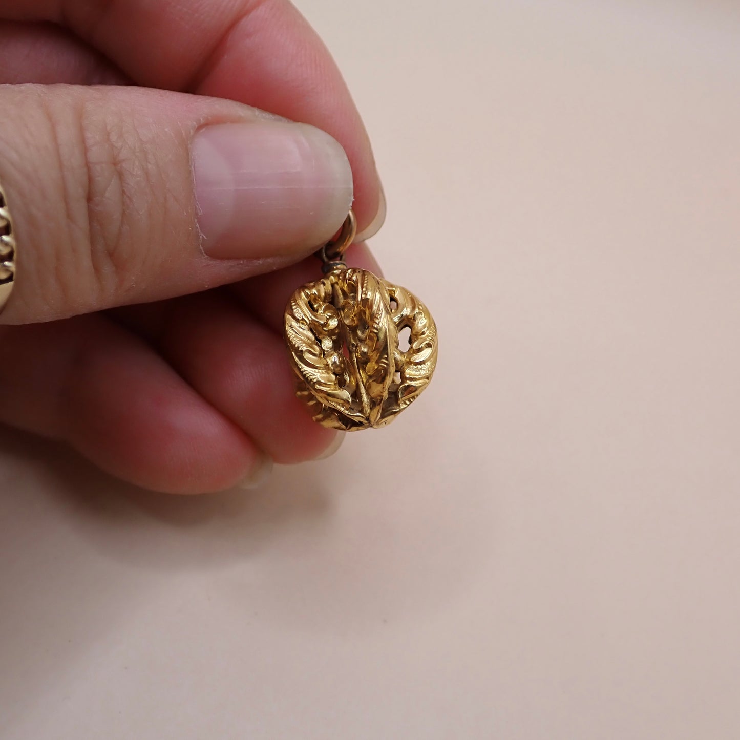 Antique Victorian Repoussé 18K Acanthus "Orb" Charm