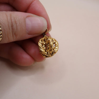 Antique Victorian Repoussé 18K Acanthus "Orb" Charm