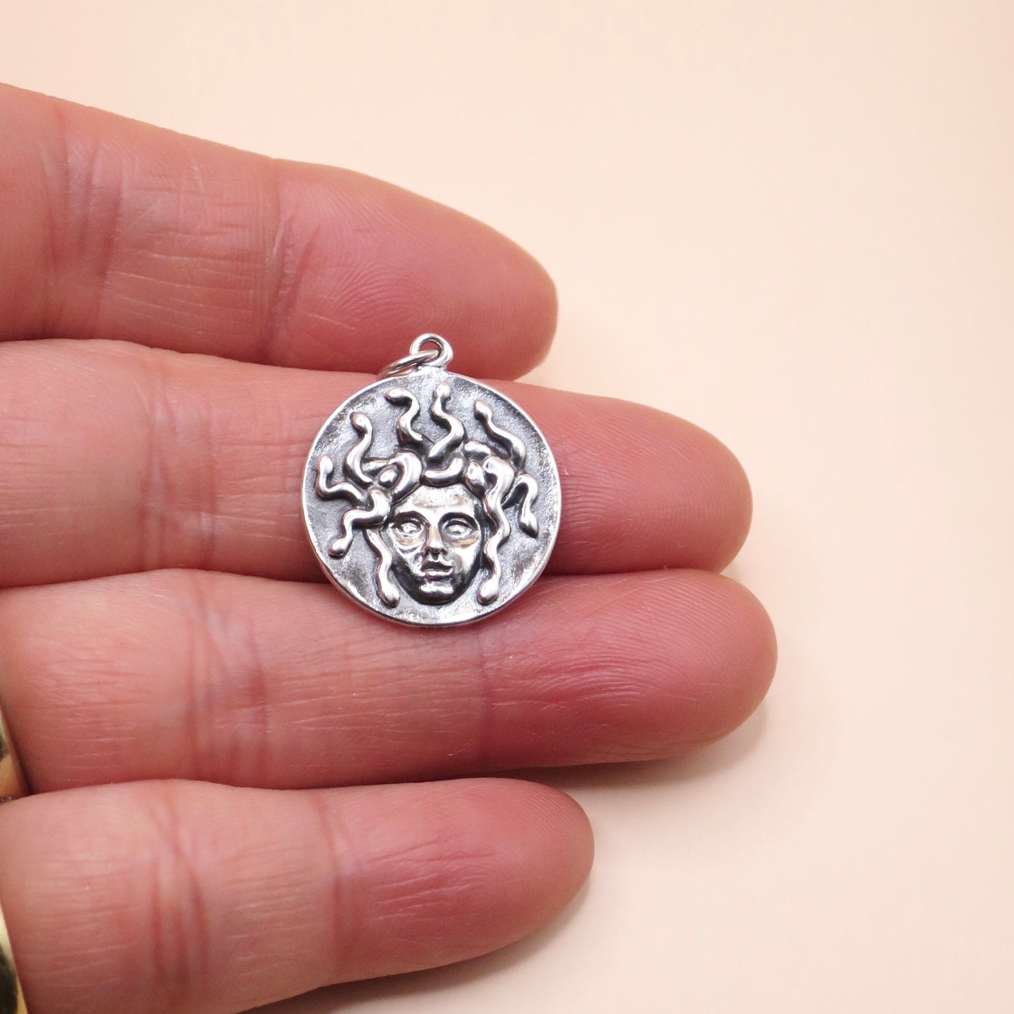 Solid 925 Sterling Silver Medusa Pendant, 24x18mm