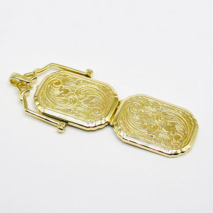14K Yellow Gold Victorian Style Swivel Photo Locket Pendant