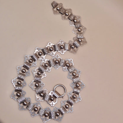Antique Victorian Sterling Silver "Apostle" Motif Grand Collar Book Chain Necklace