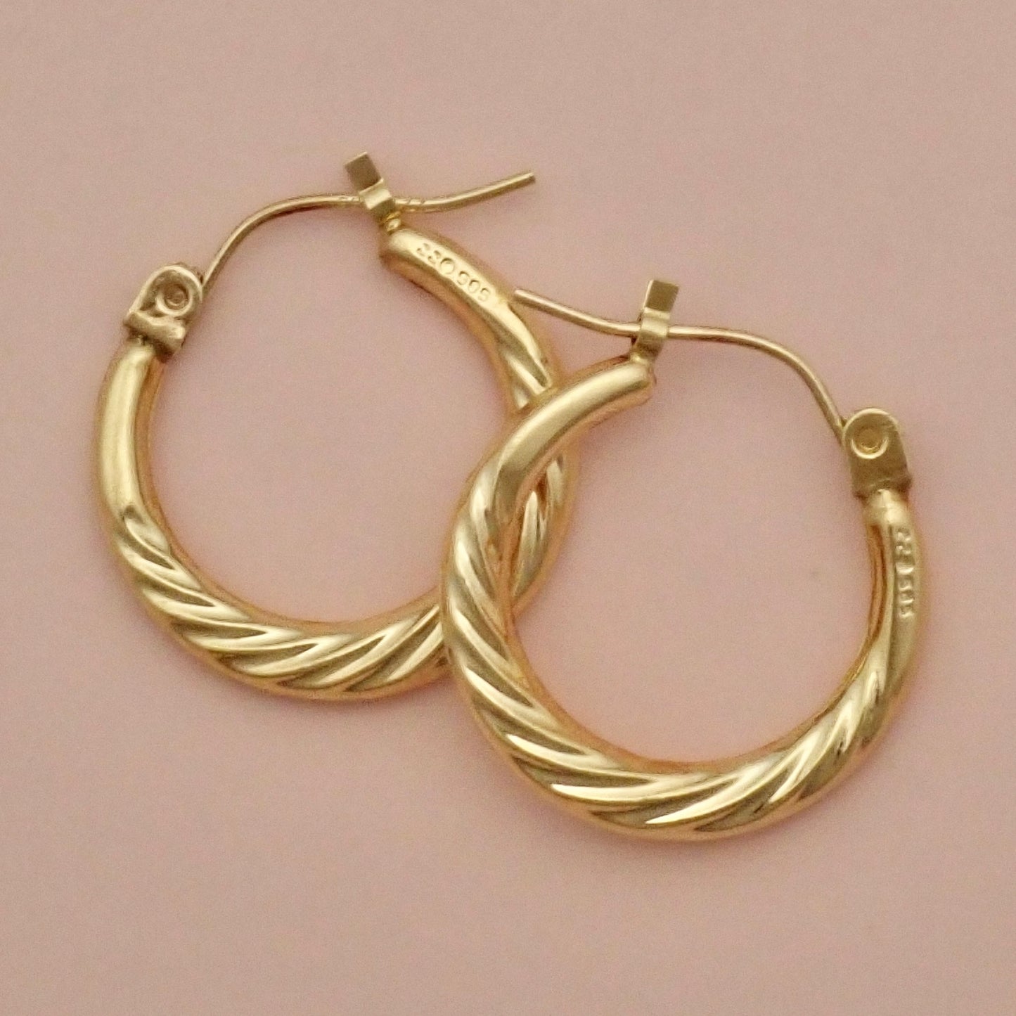 PreLoved Solid 14K Yellow Gold Spiraled Rope Hoop Earrings