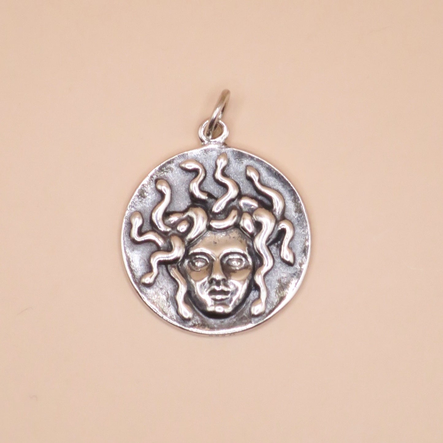 Solid 925 Sterling Silver Medusa Pendant, 24x18mm
