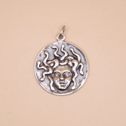 Solid 925 Sterling Silver Medusa Pendant, 24x18mm