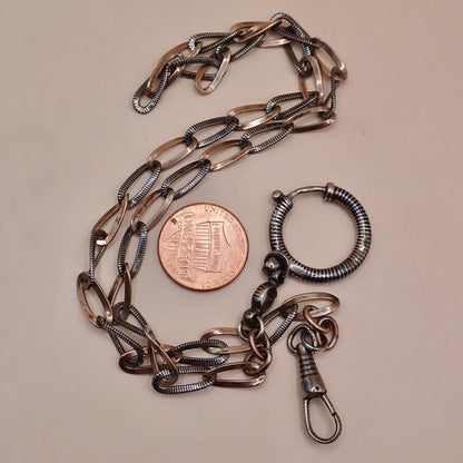 Antique Victorian 9k Rose Gold & Niello Chain Necklace MB89