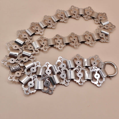 Antique Victorian Sterling Silver "Apostle" Motif Grand Collar Book Chain Necklace