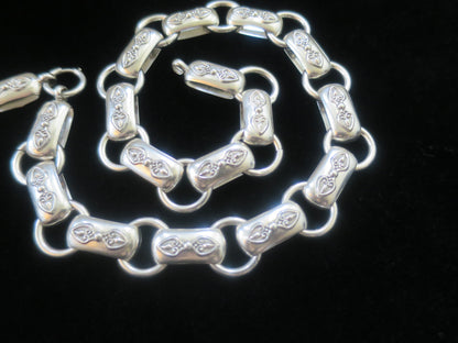 Rare Antique Victorian Sterling Silver "Book Chain" Collar & Extension Necklace
