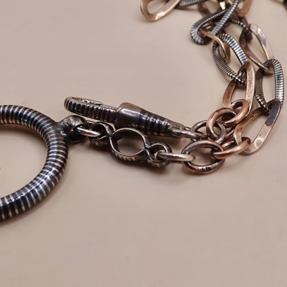 Antique Victorian 9k Rose Gold & Niello Chain Necklace MB89