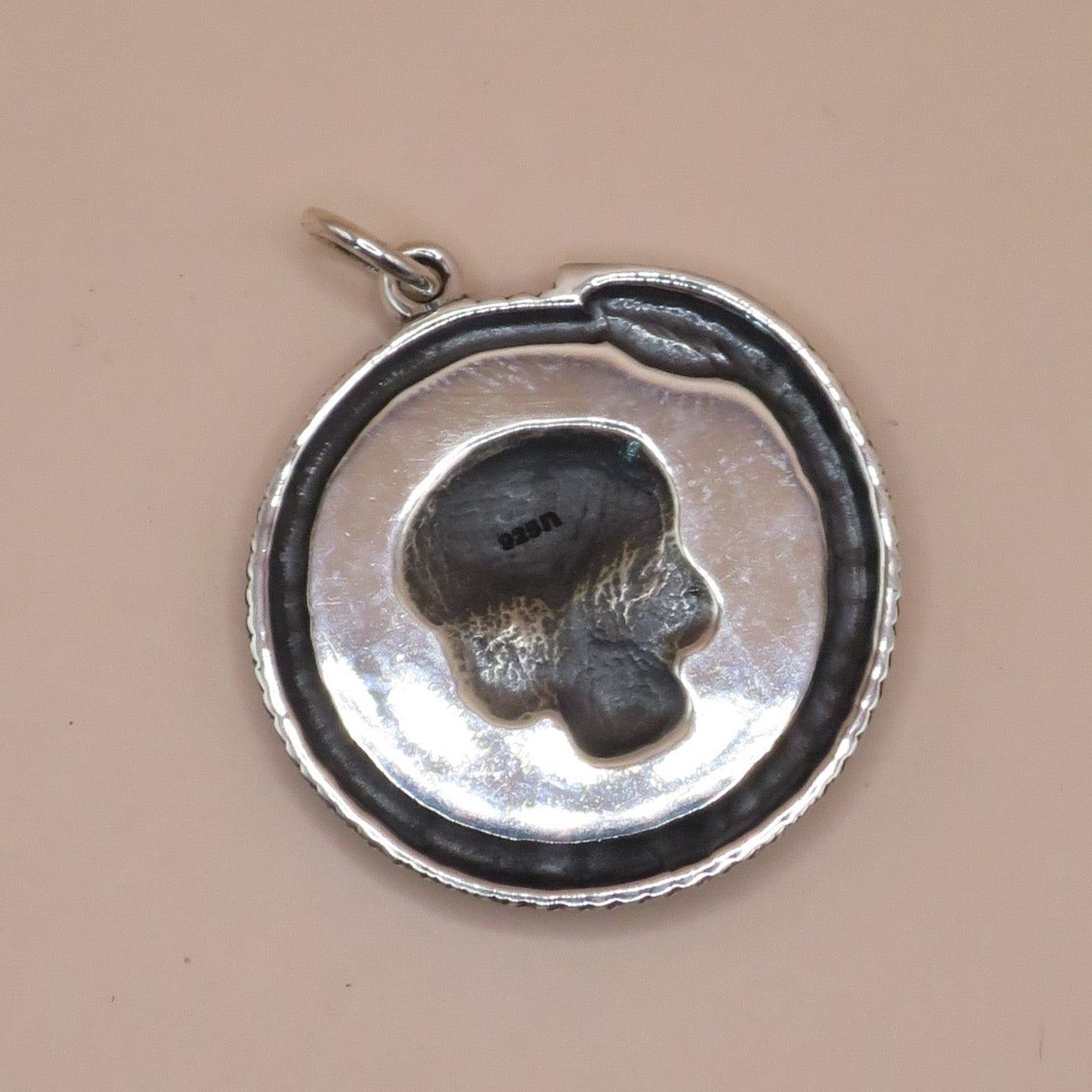Solid 925 Sterling Silver Ouroboros Snake with Skull Pendant, 27x21mm
