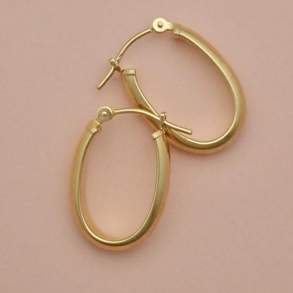PreLoved Solid 14K Yellow Gold Oval "U-Shape" High-Polish Hoop Earrings