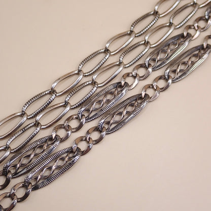 Converted Antique Victorian Niello & Silver Chain Necklace MB90