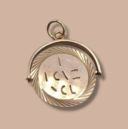 1966 Vintage 9k 9ct Yellow Gold “I Love You” Spinner Charm Pendant Hallmarked
