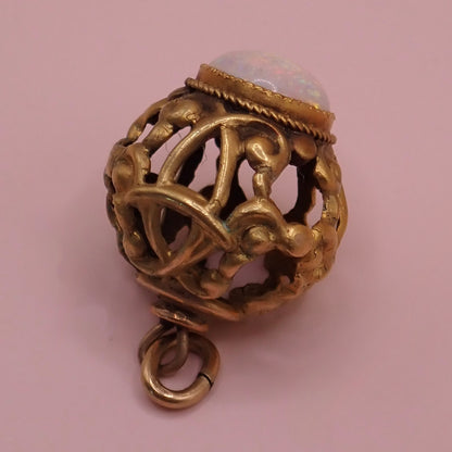 Antique Victorian Rare Antique Victorian Open-Work Opal "Cage" Micro-Charm