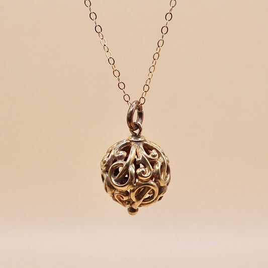 Antique Victorian Open-Work Scroll "Orb" Charm