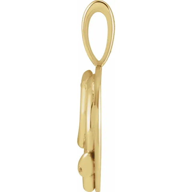 14K Yellow Gold .015 CT Natural Diamond Chinese Zodiac Year of the Snake Pendant