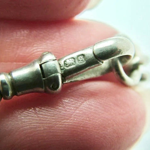 Vintage 1930s English Sterling Silver Albert Chain Bracelet with Dog Clip | Hallmarked London 1933
