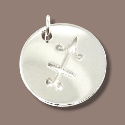Sterling Silver 16.5 mm Sagittarius Zodiac Disc Charm/Pendant Necklace