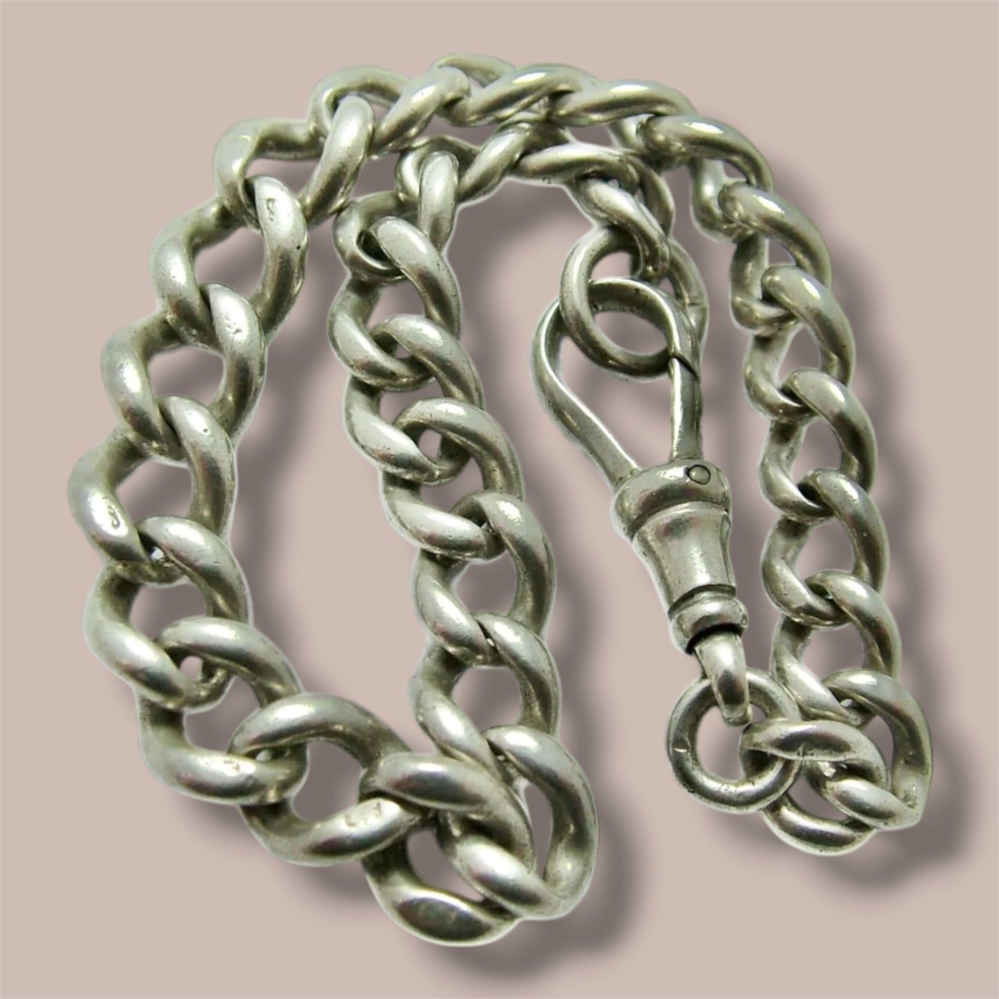 Vintage 1930s English Sterling Silver Albert Chain Bracelet with Dog Clip | Hallmarked London 1933