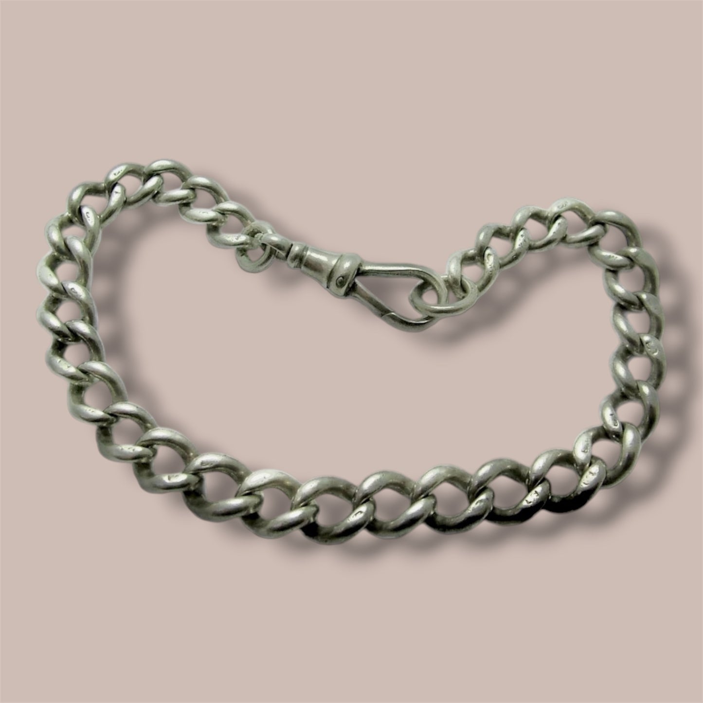 Vintage 1930s English Sterling Silver Albert Chain Bracelet with Dog Clip | Hallmarked London 1933