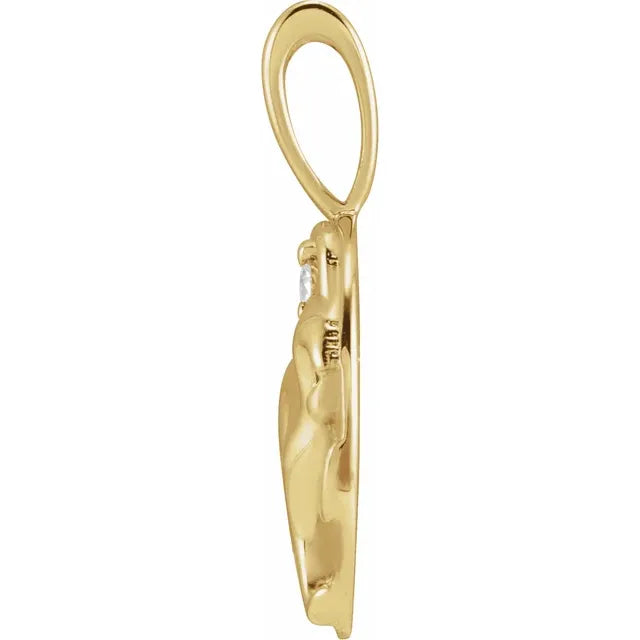 14K Yellow Gold .015 CT Natural Diamond Chinese Zodiac Year of the Monkey Pendant