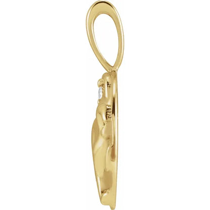 14K Yellow Gold .015 CT Natural Diamond Chinese Zodiac Year of the Monkey Pendant