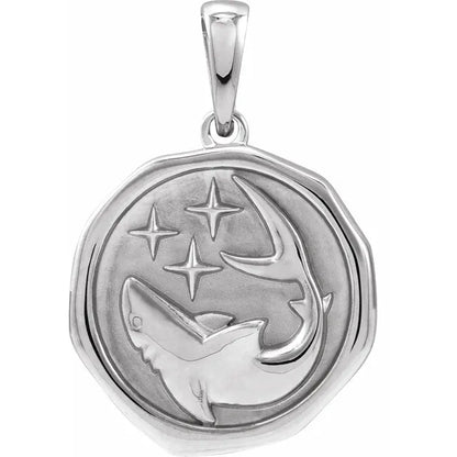 Solid 925 Sterling Silver Shark Spirit Animal Medallion Pendant