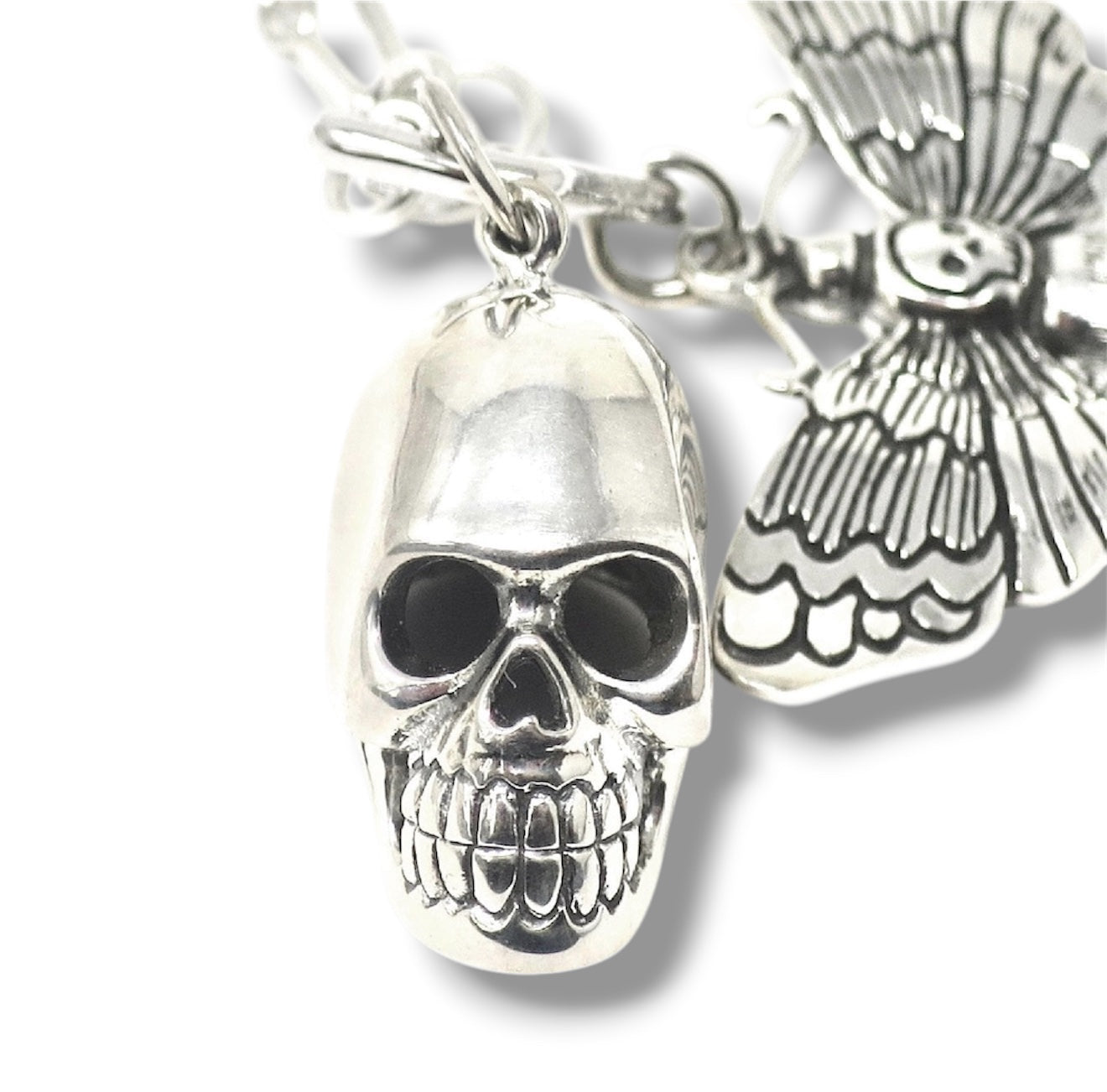 Large Solid 925 Sterling Silver 3d Skull Pendant