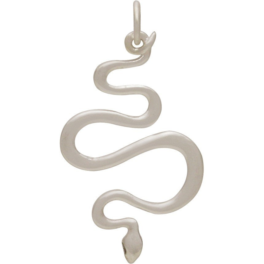 Solid 925 Sterling Silver Snake Pendant