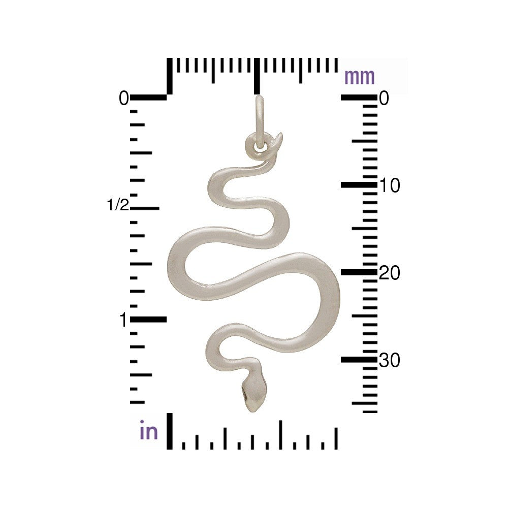 Solid 925 Sterling Silver Snake Pendant