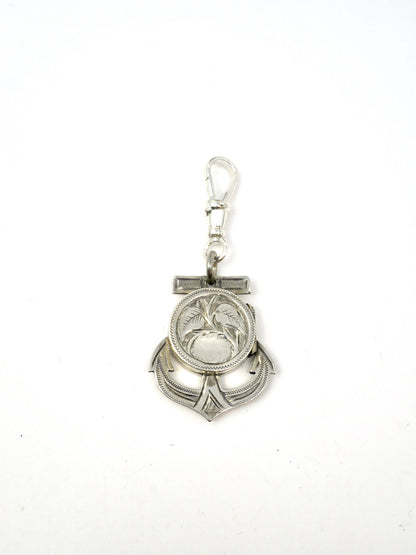 Antique Victorian Sterling Silver Engraved Anchor Hope Locket Pendant