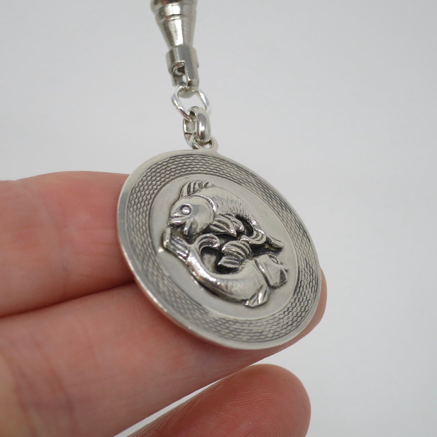 Vintage European 835 Continental Silver Pisces Fish Zodiac Sign Pendant