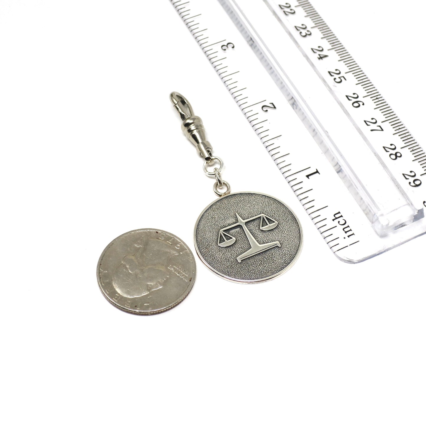 Vintage European 800 Continental Silver Libra Balance Zodiac Astrology Pendant